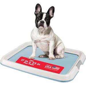 IRIS USA Pee Pad Holder - For Small Sized Dog and Puppy Pee Pads, Secured Latches, Non-Skid Feet, High Polish Finish for Easy Cleaning, Leak Protection, Fits 17"x23" Pad, Blue