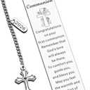 First Communion Gifts for Girls First Communion Gifts for Boys Women Men 1st Holy Communion Bookmark Baptism Confirmation Gifts for Teen Christian Religious Easter Gifts for Kid Easter Basket Stuffers