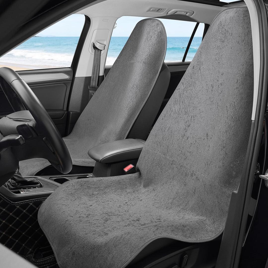 Waterproof Car Seat Cover Universial Fits Car Sweat Towel for Trucks SUV Car Seat Protector Grey 2 Pieces