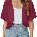 ZNVGIRL Women Shrug Chiffon Cardigans Open Front Short Sleeve Bolero for Evening Dressy 2026 L