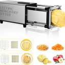 YOTAN Electric French Fry Cutter,French Fry Cutter Stainless Steel with 1/2 & 3/8 Inch Blade,Commercial and Household Electric Fry Cutter,Potato Slicer,Use for Potatoes,Onion,Cucumbers,Apples (Silver)