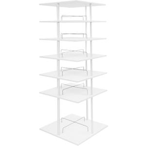 6 Tier Shoe Storage Rack 360 Degree Rotating Shoes Shelf Organizer Free Standing Shoe Racks Shoes Hats Handbags Display Racks for Homes Stores (White, 6 Tiers)