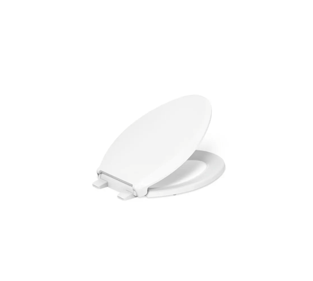 KOHLER 4636-RL-0 Cachet ReadyLatch Elongated Toilet Seat, Quiet-Close Lid, Contoured Seat, Grip-Tight Bumpers and Installation Hardware, White, 18.04"L x 14.18"W