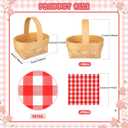 6 Pcs Mini Woven Baskets with Handles 20 Sheets Red Gingham Paper Napkins Wood Chip Small Flower Fruit Picnic Baskets for Wedding Party Favors Farmhouse Decor