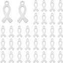 DICOSMETIC 50Pcs Ribbon Charms Bulk Breast Cancer Awareness Charms Hope Ribbon Pendant Dangling Autism Ribbons Bead Stamp Blank Tags Pendants for DIY Jewelry Craft Making Supplies