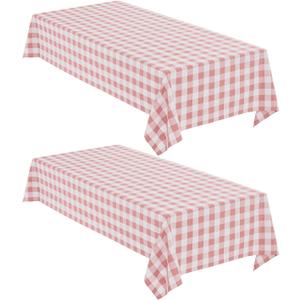 Checkered Tablecloth Rectangle, 2 Pack Gingham Table Cloths Waterproof Wrinkle Free Buffalo Plaid Table Covers Washable for Dining, Parties & Outdoor Picnic(Pink and White, 52"×70")