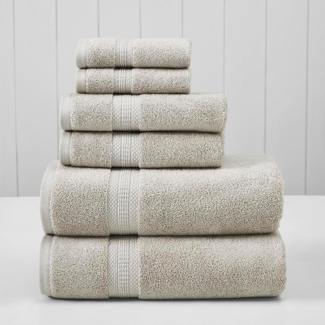 Modern Threads 6-Piece Rayon from Bamboo & Cotton Blend Towel Set - Ultra Soft & Absorbent, Taupe