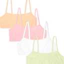Fruit of the Loom Girls' Cotton Spaghetti Strap Sport Bra (38, Lentil/Mango/Pink/White)