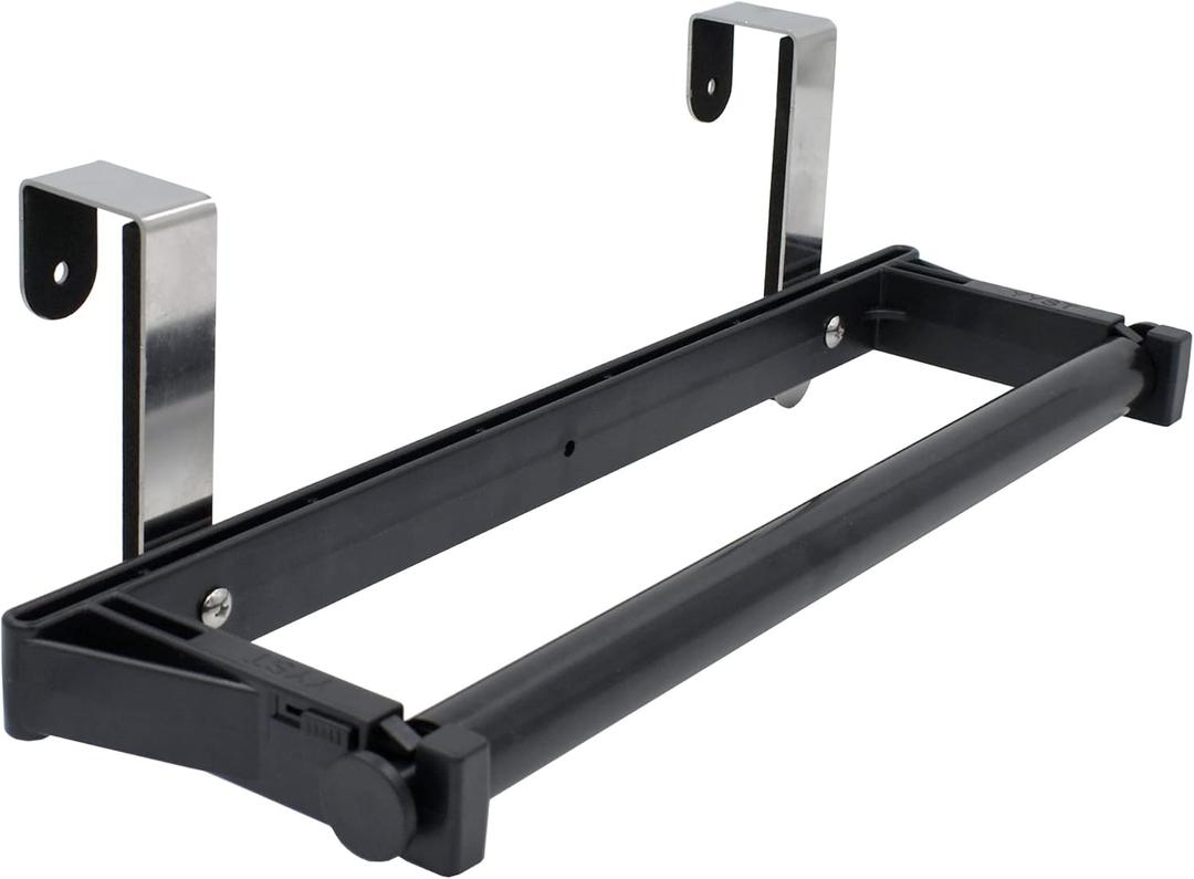 YYST Over Cabinet Door Paper Towel Holder Bar Dispenser for for Kitchen, Pantry, Mudroom, Fits Both Standard & Jumbo Rolls (Black, 1)