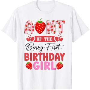 Aunt of The Berry First Birthday Gifts Girl Sweet Strawberry T-Shirt. XXL Size