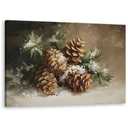 TLESKE Rustic Winter Pine Cones Pinecones Wall Art Decor, Vintage Christmas Canvas Wall Art Print for Farmhouse Bedroom Living Room, Aesthetic Winter Wall Artwork Picture, 16x24