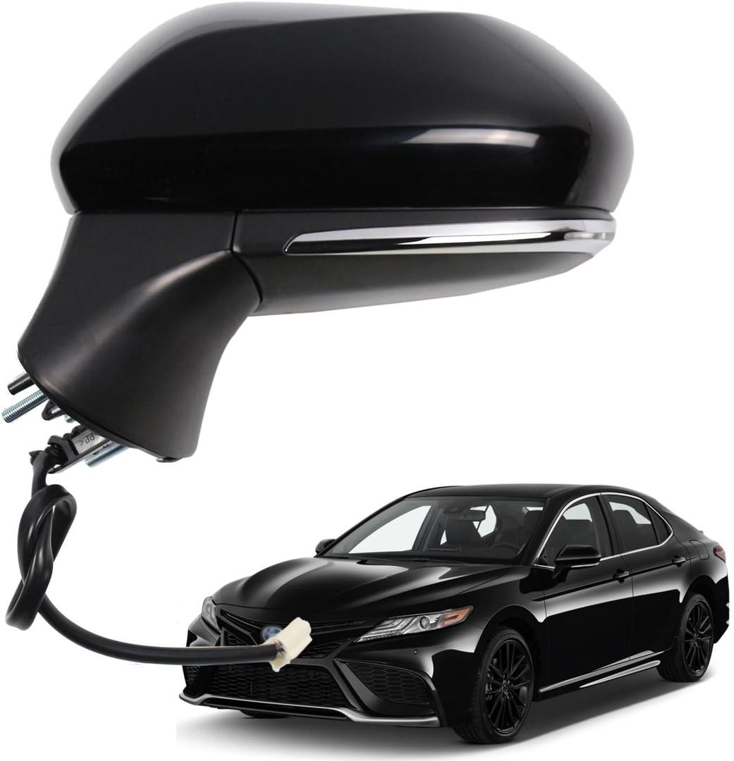 Marretoo for Toyota Camry Side Mirror Assembly Driver Side 2018 2019 2020 2021 2022 2023 2024 | Power | Heated | Turn Signal | Blind Spot Monitoring (POWER+LAMP+HEAT+BSM, Driver Side(LH))