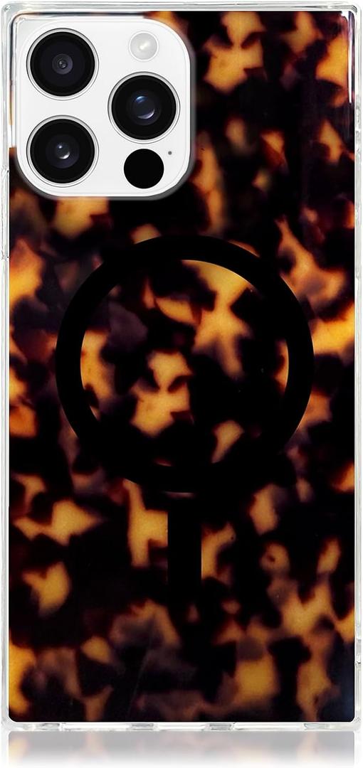 Flaunt Official Square Protective Case - Compatible with iPhone 16 Pro - Compatible with MagSafe & Wireless Charging - Drop-Tested & Shockproof - (Tortoise Shell)