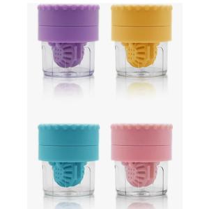 Contact Lens Case, 2 in 1 Manual Contact Lens Washer Cleaner Storage Case Portable Size Solution Soaking Container for Travel, Daily Use (4 Colors)