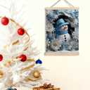 Qykwz Aqua Blue Christmas Snowman Canvas Wall Art Poster 12x16 Inch, Blue Snowman Wall Decor, Pastel Xmas Snowflake Winter Holiday Wall Decor Canvas Prints for Home Bedroom Living Room (color_15)