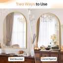 Bathroom Mirror for Wall, 38x26 Inch Arched Mirror, Matte Gold Metal Framed Bathroom Vanity Mirror for Restroom Farmhouse, Anti-Rust, Tempered Glass, Hanging or Leaning