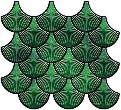 Mosaicowall Peel and Stick Backsplash self Adhesive Tile,3D Wall PU Gel Vinyl Tiles for Home Decor, Stick on Kitchen Bathroom Backsplash (Set of 10 Tiles) (Green)