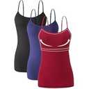 Orrpally Women Cotton Camisole Shelf Bra Cami Tank Tops Adjustable Spaghetti Strap Tank Top 3-Pack L