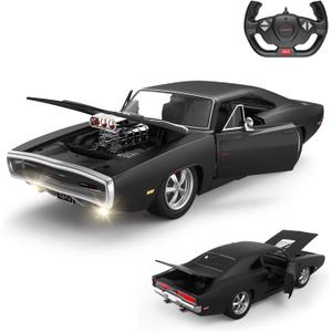 RASTAR RC Cars 1:16 Fast & Furious 1970 Dodge Charger R/T Remote Control Car, Toy Muscle Cars for Boys, Matt Black 2.4G