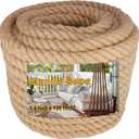 Manila Rope 1.5 Inch X 150 Ft, Natural Hemp Rope 4 Strand Twisted, Large Thick Heavy Duty Multipurpose for Swing Bed, Camping, Tug of War, Docks, DIY Projects.