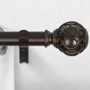 Bronze Curtain Rods for Windows:Farmhouse Boho Decorative Curtain Rod for Bedroom Living Room,Heavy Duty Adjustable Rustic Drapery Rods Set with Vintage Coastal Finials,Antique Bronze 66-120"