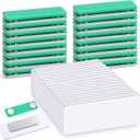 Chinco 50 Packs Magnetic Name Tags Blank DIY Name Tag Badge Holders with Magnetic Backing White Round Corners and Plastic Blank Badge for Personalized Shirts Office School, 1 x 3 Inches (Green)