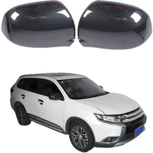 Side Rear View Mirror Cap Cover For Mitsubishi Outlander 2013-2021,ABS Exterior Side Door Rearview Mirror Anti-Scratch Cover Protector Shell Housing Trim Accessories 2PCS (Version without Turn Signal)
