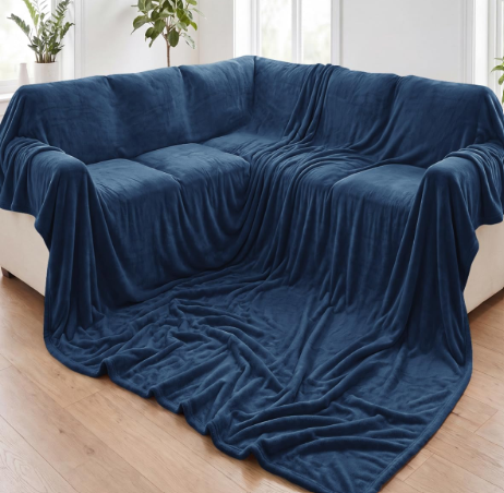 Fleece Blanket Giant Size 120" x 180" - Ultra-Soft Flannel Throw - Blue