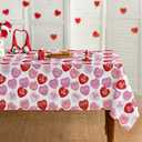 Horaldaily Valentine Tablecloth 6084 Inch Rectangle, Pink Colored Love Hearts with Words Washable Table Cover for Party Picnic Dinner Decor