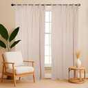 Natural Solid 84 Inch Length Curtains Farmhouse Linen Solid Light Filtering Slub Linen Valance Curtain Window Pair Drape with Tie Top 2 Panels Set 84 x 40 Each