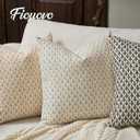 FIOUOVO Floral Pillow Covers 18x18 Pillow Cover Block Print Couch Pillows for Living Room Decorative Neutral Accent Throw Pillow Covers, 1PC, Light Taupe