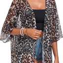 RELLECIGA Beach Cover Up for Women Swimsuit Kimono Cardigans Loose Casual Bathing Suit Coverups (Large, Leopard)