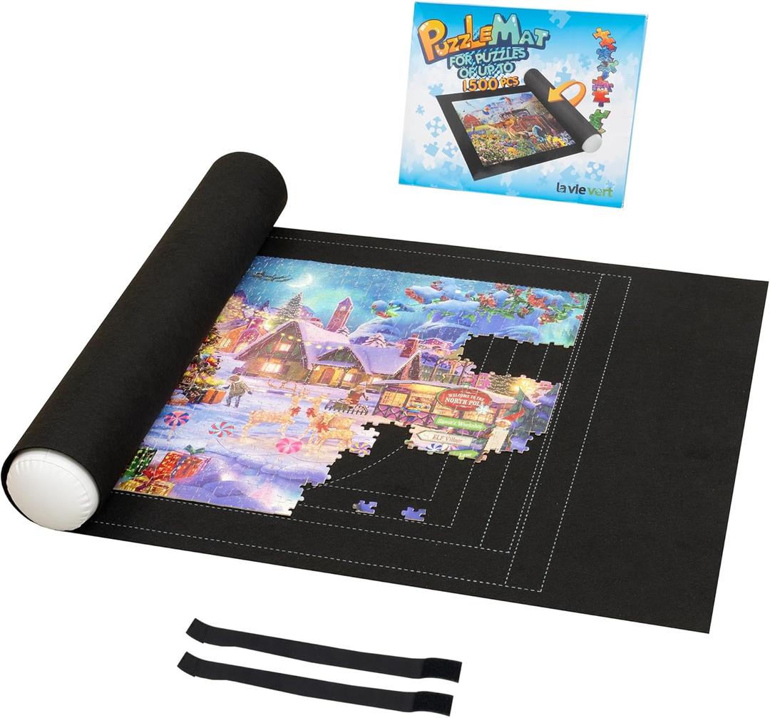 Lavievert 1500 Piece Jigsaw Puzzle Mat Roll Up with Unique Auxiliary Line Design, Portable Puzzle Board for Adults, Non-Slip Puzzle Keeper Storage Saver for Up to 1500 Piece Puzzles