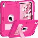BMOUO Case for iPad (A16) 11th Generation 11 Inch 2025/iPad 10th Generation 10.9" 2022 - with Kickstand & Pencil Holder, Heavy Duty Shockproof Protective iPad 11th 10th Generation Case, Rose Pink