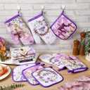 SiliFine 12 Pcs Easter Kitchen Accessories Set Easter He is Risen Oven Mitts Pot Holders Kitchen Towels Christian Religious Decorations for Home Accessories, Cooking Baking Gifts