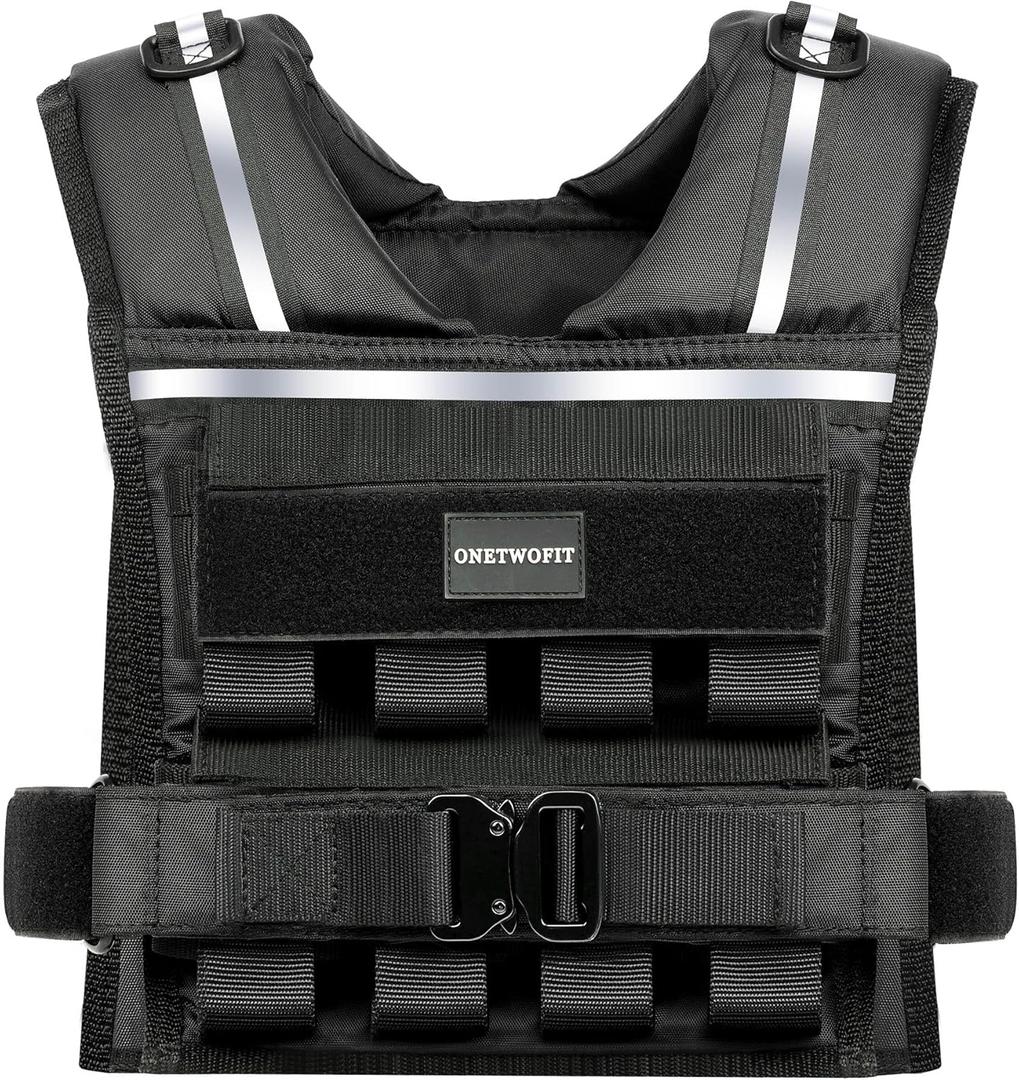 35lb/45lb Weighted Vest Men , Adjustable Rucking Vests for Walking with Reflective Stripe, 1.2" Ultra Thick Shoulder Padding Strength Training Workout Vest for Running GYM Home, Detachable Iron Weights