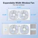 shinic 3-Speeds Window Fan with 180+90 Rotatable Fans, Manual Reversible, Vertical Window Fan with Rigid & Accordion Expanders, Width Adjustable (21.65" to 33.27"), Ideal for Home, Kitchen, Bedroom