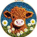 SmoothNovelty Cow DIY Punch Needle Kits for Beginners with Hoop Embroidery Fabric Instructions Thread Punch Needle Craft Set Easy for Starter Adults and Children Gift Decoration, 20x20cm-4