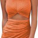 BTFBM Women 2025 Summer Sleeveless Casual Crewneck Bodycon Tank Dress Cutout Twist Slim Wrap Club Party Evening Dresses (X-Large, Orange)