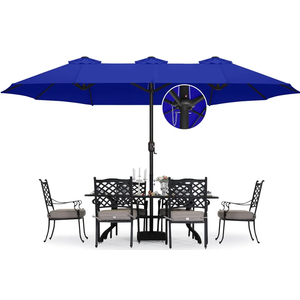 ABCCANOPY 15FT Patio Umbrella with Base, Outdoor Double-Sided Rectangle Umbrella Bonus Latch, Wights for Poolside, Lawn, Backyard (Blue)