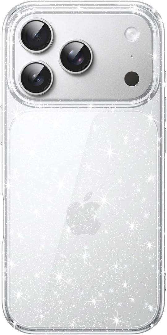 JETech Glitter Case for iPhone 17 Pro Max 6.9-Inch, Bling Sparkle Shockproof Phone Bumper Cover, Cute Sparkly for Women and Girls (Clear)