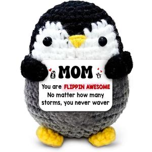 Gifts for Mom from Daughter Son - Handmade Crochet Mini Penguin with You are Flippin Awesome Card, Mothers Day 2026 Gift, Cute Birthday Gift for Moms, Mama, Mother