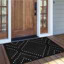 LIVEBOX Black Outdoor Rug 2.3' x 3.6', Boho Cotton Washable Rug Moroccan Front Door Mat,Hand-Woven Area Rug Throw Carpet for Layered Porch Entryway Kitchen,Front Door Decor