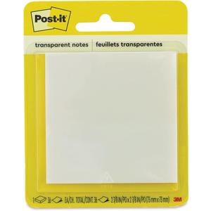 Post-it Transparent Notes, 2.88" x 2.88", 36 Sheets/Pad