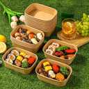 50-Pack 29oz Disposable Kraft Paper Bowlswith Lids and Forks,Meal Prep Containers Disposable Togo Food Deli Containers for Restaurant Supplies Take Out Containers, Microwave Safe for Hot/Cold Food