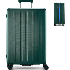 MILADA 28 Inch Expandable Checked Luggage, Large Hard Shell Suitcase with 8 Spinner Wheels & TSA Lock, Lightweight PC Rolling Suitcase for Travel, Blackish Green