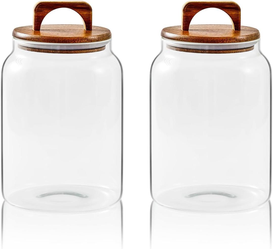 Sweejar Glass Jars for Laundry Room Organization, 90 ounce Laundry Pods Container, Glass Food Storage Jars with Airtight Lid, 2 Pack, Hand Lid