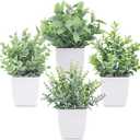 Der Rose 4 Pack Fake Plants Mini Artificial Greenery Potted Plants for Home Decor Indoor Office Table Room Farmhouse Bathroom Decor