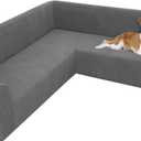 Arfntevss Stretch Sectional Couch Covers L Shaped Corner Sectional Sofa Cover Washable Jacquard Soft Fleece U Shape Sofa Slipcovers Anti Slip Furniture Protector for Dogs Pets (X-Large, Gray)