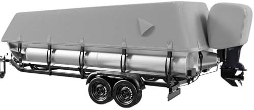 Amazon.com: Fuprosico 1200D Pontoon Cover,100% Waterproof Cover for Pontoon Boat 17-20ft, Heavy Duty Boat Covers with Hurricane-Proof System & Outboard Motor Cover for Mooring,Storage,Marine Grade Fabric,Grey : Sports & Outdoors